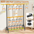 EAGMAK Double Rod Clothing Rack Load 622 LBS, Heavy Duty Clothes Rack for Hanging Clothes, 82.68 inch High Garment Rack with Sotrage Shelves, Metal Clothing Hanger Closet Wardrobe Organizer (Black)
