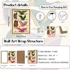 Framed Colorful Bird Wall Art, Vintage Flying Heron Pictures Wall Decor, Mid Century Modern Animal Paintings Canvas Prints Abstract Home Decor Aesthetic Artwork for Living Room Bedroom 16x24 inch
