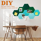 8Pcs Hexagon Felt Cork Board Tiles, Self Adhesive DIY Bulletin Board Pin Board for Office School Home Wall Decor Stickers Memos Photos Display (Gradual Green)