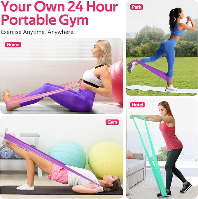 RENRANRING Resistance Bands for Working Out, Exercise Bands for Physical Therapy, Stretch, Recovery, Pilates, Rehab, Strength Training and Yoga Starter Set