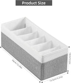 3 Packs Fabric Belt Organizer, 6 Grids Belt Organizer for Closet and Drawer, Foldable Dresser Drawer Organizers, Tie Storage -GreyWhite