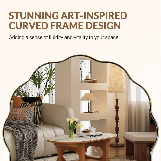ANDY STAR Brushed Gold Round Wall Mirror 24 Inch, Brass Round Bathroom Mirrors for Over Sink, Anti-Rust Brass Circle Frame for Bathroom, Entryway