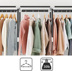 LOKEME Portable Closet, Portable Closets for Hanging Clothes with 3 Hanging Rods and 6 Storage Shelves and 4 Side Pockets, Black Wardrobe Closet Easy to Assemble and Strong and Stable
