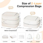 Comforter Storage Bag - 110L Large Capacity Blanket Storage Bags 2-Layer Ultra Space Saving Self Compression Organizer, Washable Compression Bags for Storage Comforter Blanket, 1-Pack, Beige