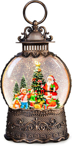 Christmas Snow Globes Lantern with Music, Santa Claus Scene Snow Globes with Swirling Glitter Effects, USB/Battery Powered with 6-Hour Timer, Christmas Decorations