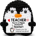 Belatelove Mini Funny Penguin Teacher Gifts for Women Men, Thank You for Helping Me Grow Cute Crochet Teacher Gifts Ideas, Personalized Cool Small Cute Stuff Things, Handmade Crochet Doll