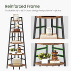 CHOEZON 70.1-Inch 5-Tier Tall Corner Shelf, Narrow Bookshelf for Small Spaces, Industrial Bookcase Display Stand for Living Room, Bedroom, Office, Rustic Brown TCJ25BF