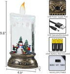 GenSwin Christmas Snow Globe Candle, Swirling Glittering Candle with Timer, Music, Snowman and Kids Scene, Winter Snow Shaped Lantern, USB/Battery Operated Candles for Christmas Decor
