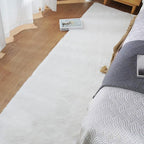 Fuzzy White Machine Washable Runner Faux Rabbit Furry Fur Rugs for Bedroom Plush Runner Rugs for Hallway 2x10 Rectangle Rug Home Décor