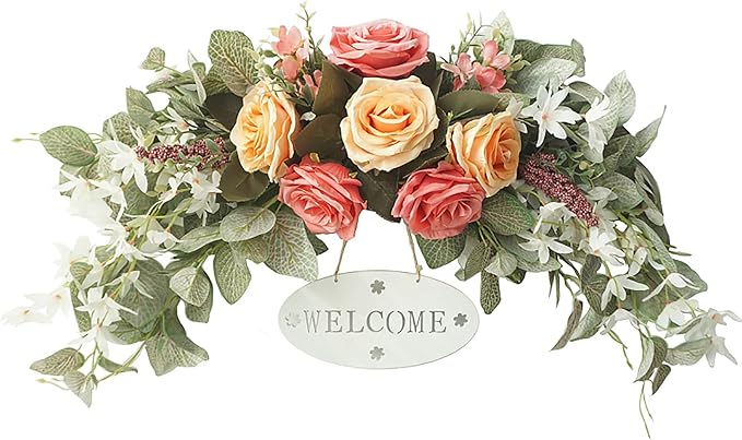 WYSRJ Artificial Flower Swag 30Inch Rose Swag Flowers Wedding Arch Swag Artificial Floral Swag Wreath for Wedding Home Room Garden Lintel Decoration