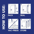Hefty Vacuum Bags for Clothes 4 Pack, Space Saving Large Vacuum Storage Bags (34 X 22 Inches) Compression Seal for Bedding, Travel Pump Included (4 Large Heavy Duty)
