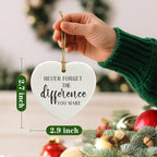Never Forget The Difference You Make - Leaving Gifts for Work Colleagues, Thank You Gift, Inspirational & Appreciation Gifts for Teacher, Friend, Coworker, Retiree, Ceramic Christmas Ornament