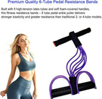 Pedal Resistance Band with Handle, Upgraded 6 Tube Pedal Puller Resistance Band, Natural Latex Exercise Bands for Full Body Workout, Tummy, Waist, Arm, Leg Slimming, Pilates Exercise
