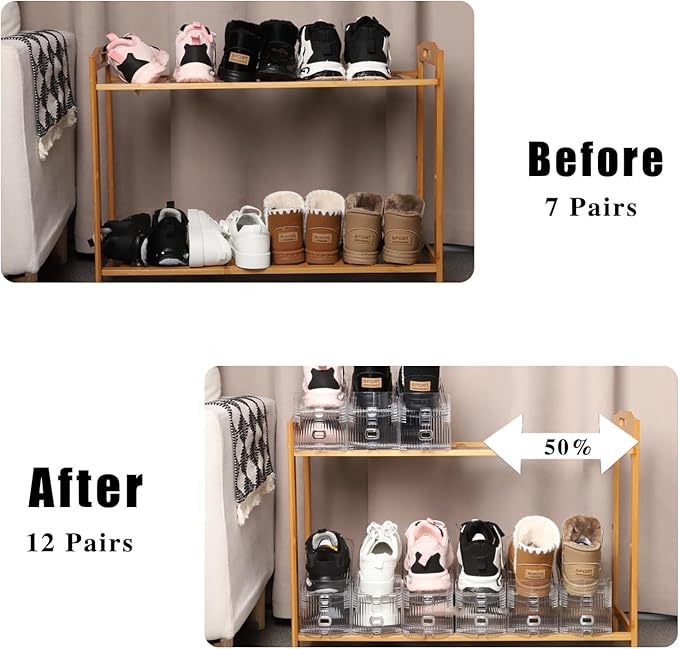 Shoe Stacker Shoe Rack Organizer for Closet Space Saver Storage Shoe Holder Organization,Transparent(5 * 11inch (Transparent, 4 pack)