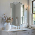 ANDY STAR 30"x48" Scalloped Mirror，Brushed Nickel Rectangle Bathroom Mirror with Curved Edge Stainless Steel Metal Frame, Large Wall-Mounted Mirror for Bathroom, Entryway (Horizontal/Vertical)
