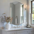 ANDY STAR 30"x48" Scalloped Mirror，Brushed Nickel Rectangle Bathroom Mirror with Curved Edge Stainless Steel Metal Frame, Large Wall-Mounted Mirror for Bathroom, Entryway (Horizontal/Vertical)