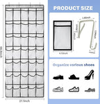35Large Pockets Over The Door Shoe Organizer, Mesh Pockets Shoe Holder Rack, Capacity hanging shoe organizer，door shoe rack With 4 Metal Hook.