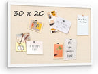 30''x20'' Inch Linen Cork Bulletin Board with Frame, Decorative Pin Board for Office Home and School Wall Decor