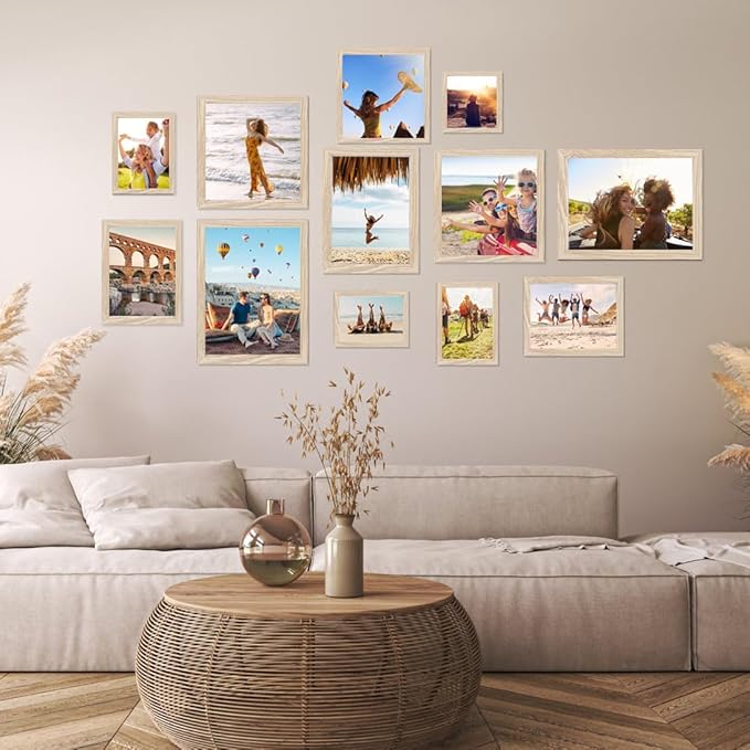 5x5 composite wood Picture Frame Set of 3, Real Glass for Rustic Natural 5x5in Poster Frames- Art Frame, Wall Hanging-Tabletop Display Gallery Family Wedding Memorial Pic Frame Best Gift