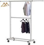 Simple Houseware Double Rod Garment Rack, Grey