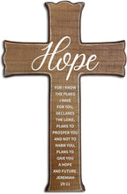 dsjaidh Cross Wall Decor - Wood Color Scripture Wooden Cross For Wall - Rustic Wooden Hanging Signs Easter Decor for Home Office Church Baptism - Christian Gifts for Men Women (Hope) - A04