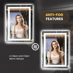 LOAAO 20"x28" LED Mirror for Bathroom, Lighted Bathroom Mirror with Lights, Anti-Fog, Dimmable, Memory Function, Clear Reflection