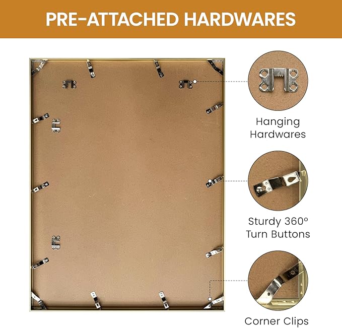 24x28 Aluminum Metal Picture Frame,Tempered Glass Gold Photo Frame 24x28 for Family Photo,Posters,Art,Document to Wall Mount Horizontally or Vertically