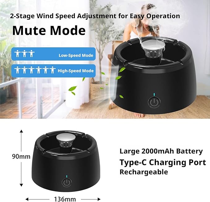 Smokeless Ashtrays for Cigarettes Indoor,Smokeless Ash tray for Home,smoke buddy Air Purifier,smoke eaters for cigarette smoke