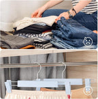 Clothes Pants Hangers, Space-Saving Skirt Holders with 360 ° Swivel Hooks, Adjustable Clips, Trouser Hangers, Clothes Coat Garment Jeans Hangers (10 Pack, Blue)