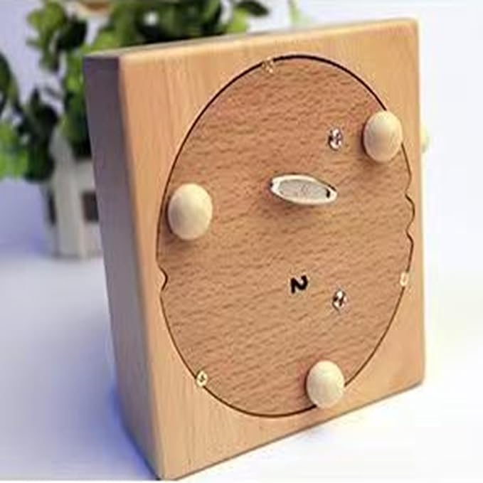 Natural Solid Wood Handcrafted Beech Wooden, Musical FigureTotoro/Carousel/Fairy/Ballerina Figurine,Rotating Hand Crank Mechanism Music Box,Musical Decorations (Telephone Booth)