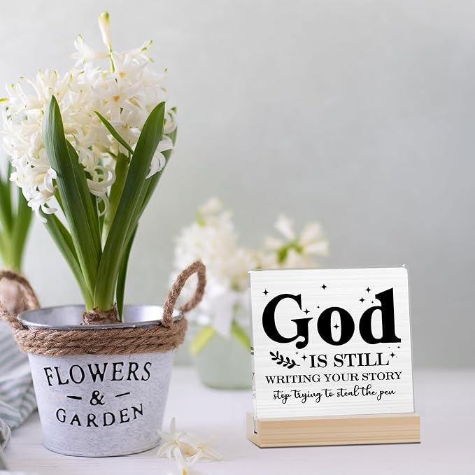 Farmhouse Decor, Acrylic Christian God Home Decorations, Aesthetic Entry Way Table Shelf Decor, Living Room Table Accessories, Boho Office Decorations For Work (07)