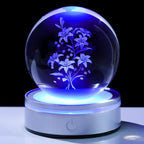 Movdyka 3D Laser Etched Lily Crystal Ball with Color-Changing LED Base – Elegant Blooming Flower Lamp for Home Decor, Unique Gift for Women & Men