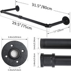 WEBI Clothing Rack Wall Mount,32" Industrial Pipe Clothes Rack for Hanging Clothes,Heavy Duty Iron Garment Rack Bar,Retail Display Clothes Rod for Closet,Laundry Room,Black