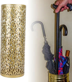 Umbrella Stand Rack for Entryway Metal Hollowed Freestanding Round Umbrella Holder Organizer Bin for Home Hotel Office Decor (Large)