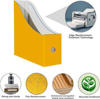 Limitliho 6 Pack Cardboard Magazine Holder for Desk, Book Bins for Classroom Library,Office,Home, 10.6" H x 10.2" L x 3.5" W in Magazine File Holder(Yellow)