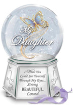 Daughter, You are Strong, Beautiful & Loved Mirrored Musical Glitter Globe with Enameled Butterfly