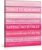 Inspirational Pink Wall Art Decor, Preppy Motivational Room Sign, Pink Positive Canvas Posters Art Work for Home Office Bedroom Living Room Kitchen Bathroom (11.5 X 15 Inches, Framed)