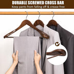 Amber Home 6 Pack Walnut Wide Shoulder Wooden Suit Hangers, Wood Coat Hangers with Non Slip Pants Bar, Clothes Hangers for Jackets, Sweaters, Pants & Heavy Clothes (Vintage, 6 Pack)
