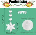 20 Pcs Plastic Winter Snowflake Drip Ornaments Xmas Tree Hanging Decorations for Christmas Tree Wedding Birthday Party Home Window Door Decorations (Transparency)