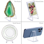 Hipiwe 10 Packs Acrylic Easel Stands X-Large Clear Coin Display Easel Holder for Displaying Agate Slices Coins Challenge Medals Casino Chips, 2.7 Inch Tall