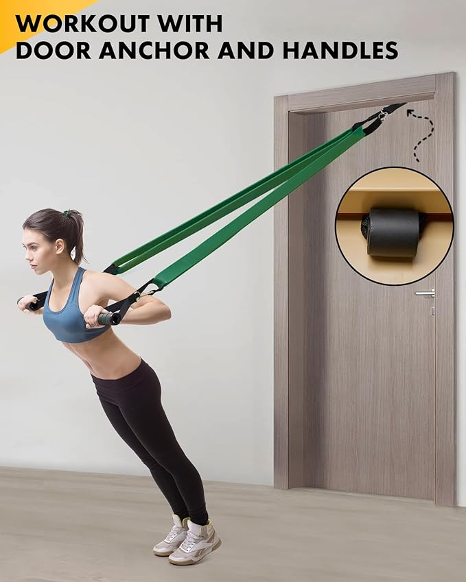 Resistance Bands, Exercise Bands, Resistance Bands for Working Out with Handles and Door Anchor, Workout Bands for Men Women with Protective Sleeve for Fitness Weights Work Out at Home