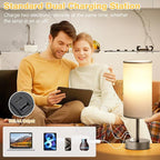 Dicoool Small Touch Bedside Lamp with USB - 3 Way Dimmable Grey Table Lamp for Bedroom, Nightstand Lamp with Charging Station for Desk Dorm, Office