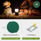 Natural Essential Oil Scented Coils for Outdoor Use, Fresh Aroma, Burns 5-7 Hours, 20 Coils & 2 Stands for Patio Backyard