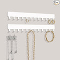 Necklace Holder - Hanging Jewelry Organizer, Self-Adhesive, Wall Mount, 2 Pack, White