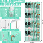 Windyun 40 over the Door Shoe Organizer Large Mesh Pocket Hanging Shoe Rack for Closet Turquoise Nonslip Behind Door Storage Holder Back to School Organizer for Dorm Room College Classroom Storage
