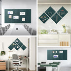 Large Cork Board for Office, 8 Pack Felt Wall Tiles with Slat Wall Paneling and Safe Removable Adhesive Tabs, Felt Bulletin Board Pin Board Cork Boards for Walls - Forest Green