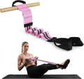 Pedal Resistance Bands with Handles, Upgrade Adjustable Manual Tension Training Pedal, Fabric Resistance Band with Wood Handles, Multifunction Fitness Bands for Abdomen, Waist, Arm, Leg