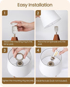 Tripod Table Lamp, Small Bedside Lamp with White Fabric Shade & Dark Wood Base, Modern Nightstand Lamp, Little Cute Desk Lamp for Bedroom, Kids Room, Living Room, Office, Study, LW51TL05