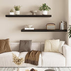 Fixwal Floating Shelves for Wall, 35.4" Long Heavy Duty Wall Mounted Rustic Wood Shelves for Living Room, Bedroom, Bathroom and Kitchen, Wall Shelves for Storage, Books, Room Decor (Black, Set of 2)