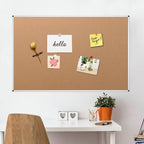 VIZ-PRO Large Cork Bulletin Board, 60 X 36 Inches, Wall-Mounted Corkboard with Silver Aluminium Frame for School, Office, and Home 5' X 3'
